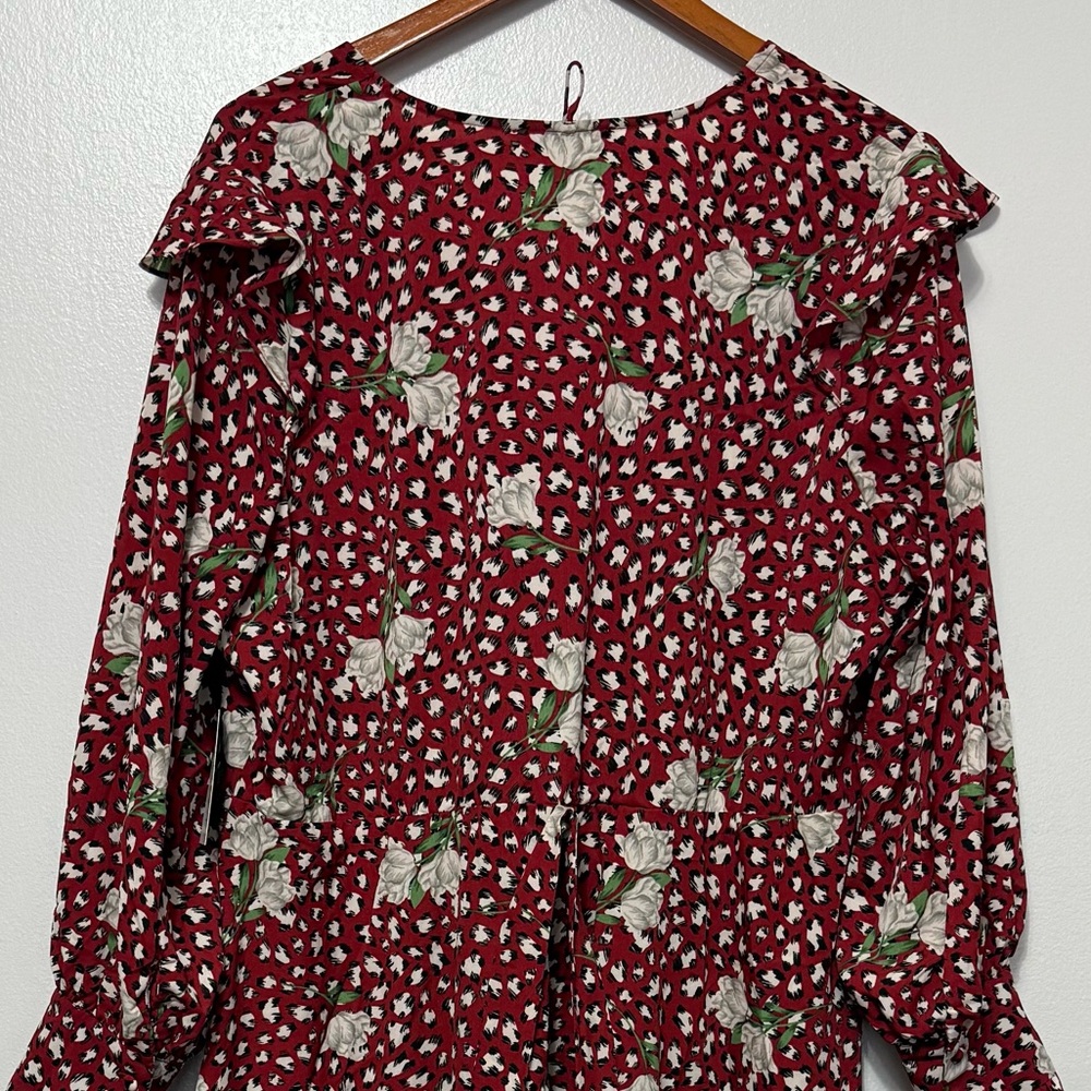 NWT Eloquii Ruffle Puff Sleeve Midi Dress Women's Size 18 Romantic White Rose - Picture 4 of 11